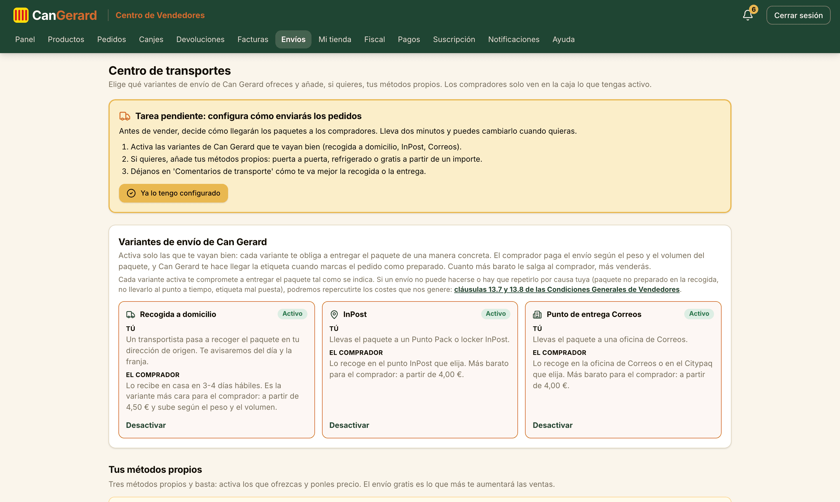 El Centro de transportes: las variantes de Can Gerard, los tres métodos propios y los comentarios de transporte.